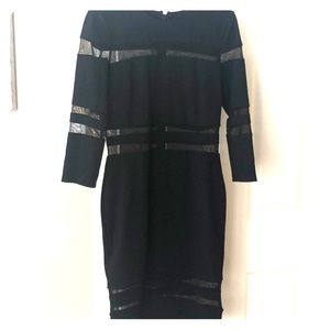 Black zip up dress with see through netting